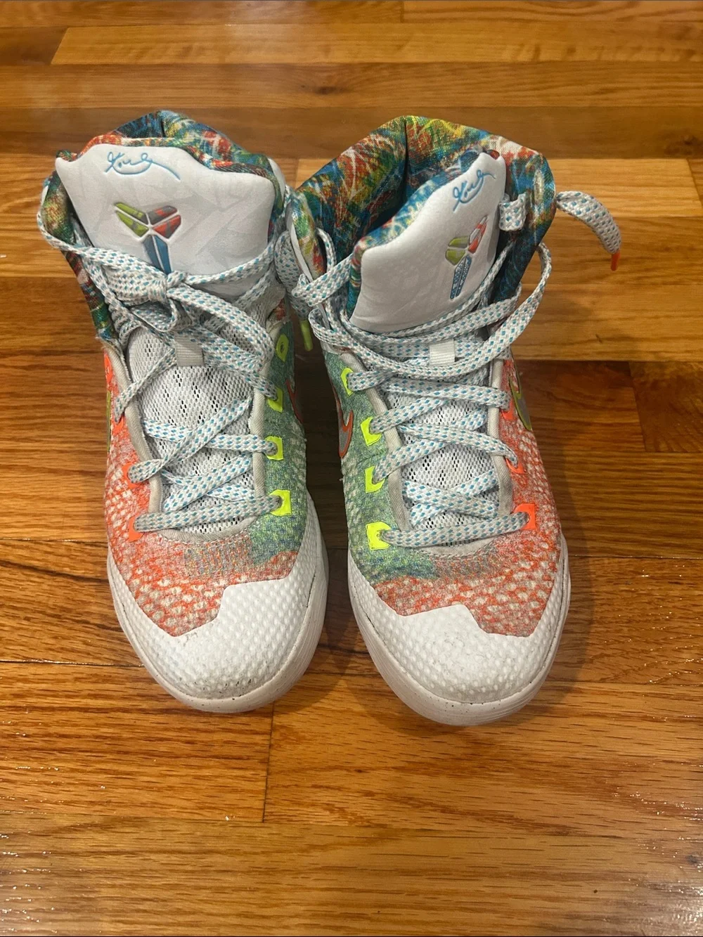 Nike Kids Multicolor High-Top Sneakers with Orange & Teal Accents